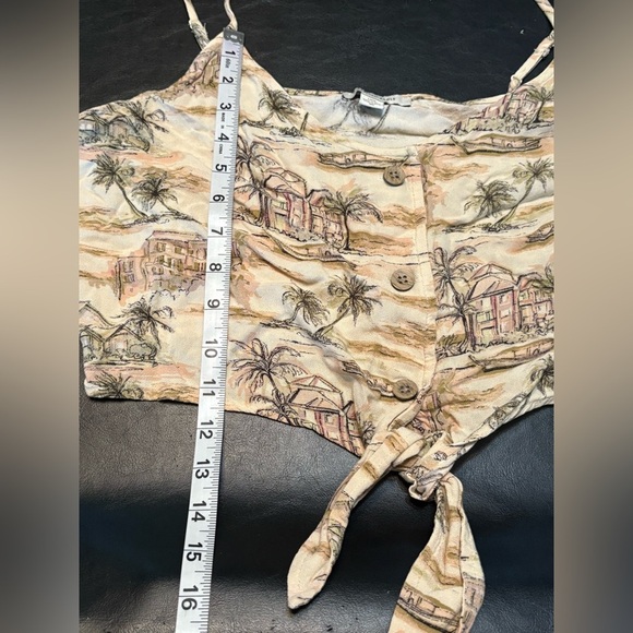 American Eagle Outfitters Brown and Cream Tie-Front Crop Camisole size L - Picture 12 of 12